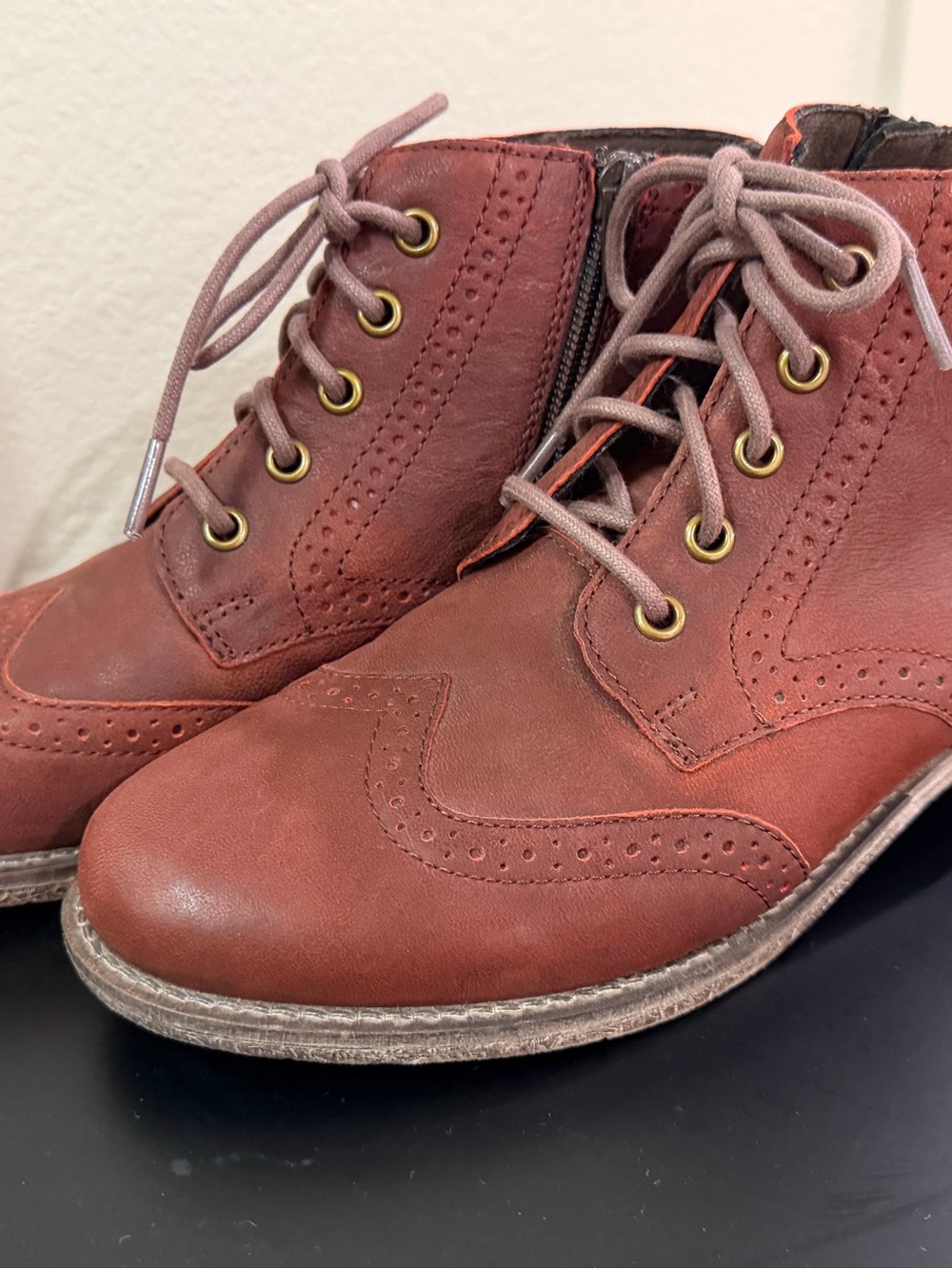Josef Seibel Women's Rust Brown Brogue Ankle Boots